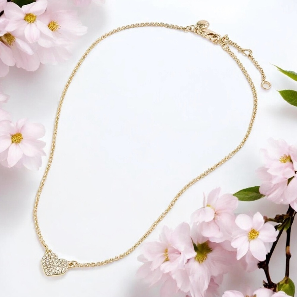 J. Crew Heart Necklace with Pave Crystals